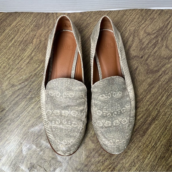 Franco Sarto Kristin Leather Sparkly Metallic Gold Snakeskin Loafers Size 8.5 - Picture 3 of 12